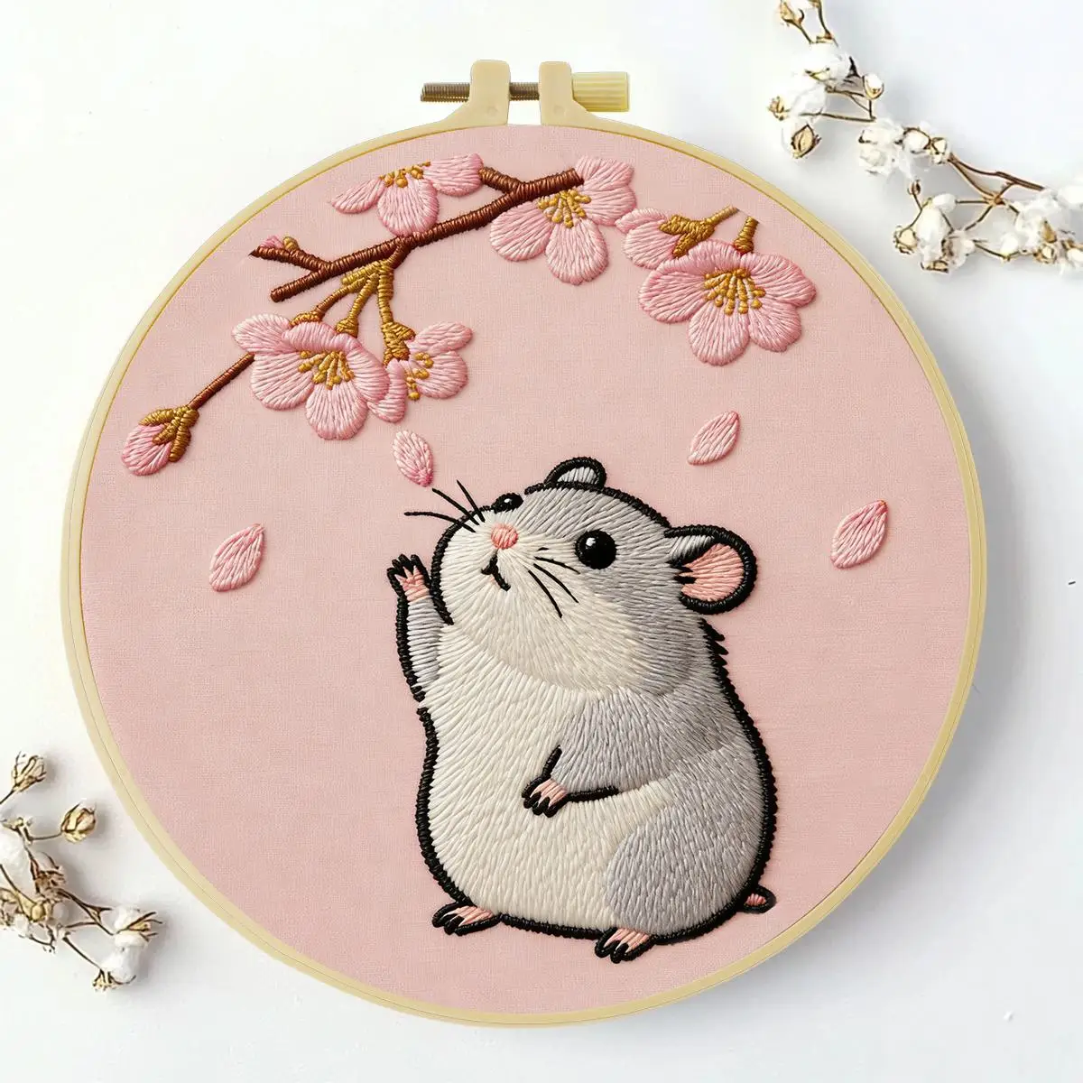 1 Stück 20X20CM/15X15CM 7,87/6,3 Zoll Tier - Hamster Stickerei Starter-Set DIY-Set DIY-Stickerei-Set Handarbeiten Nadelkunst – Detail 3