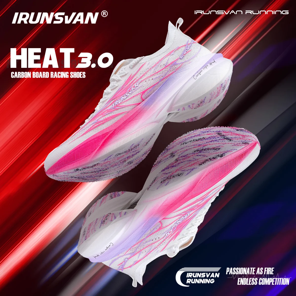 

IRUNSVAN HotFire 3.0 Кроссовки для бега с полной рукой, усиленная карбоновая пластина, амортизация, стабильная тяга, износостойкая производительность
