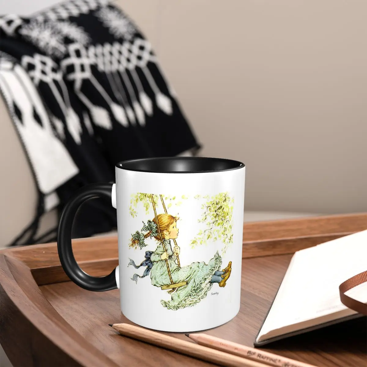 

Sarah Kay Swing Girl Mug Funny Ceramic Coffee Cups Tea Mugs Milk Cup Drinkware Gifts for Woman Man