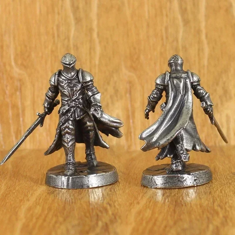 White Brass Knight Figurine - War Legions Soldier Model, Miniature Metal Chess Piece, Tabletop Game Ornament & Collectible Gift