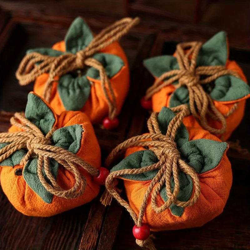 4pcs Car Hanging Decoration with Persimmon Pendant, Can Be Hung on Rearview Mirror or Inside Car Bag Persimmon Shape, DIY Sachet