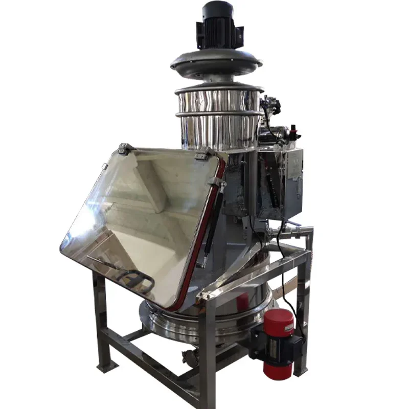 High Precision 25kilo 50kg Coffee Flour Bag Dust Control Manual Mobile Small Bag Feeding Dump Ing Station with Vibrating Sieve