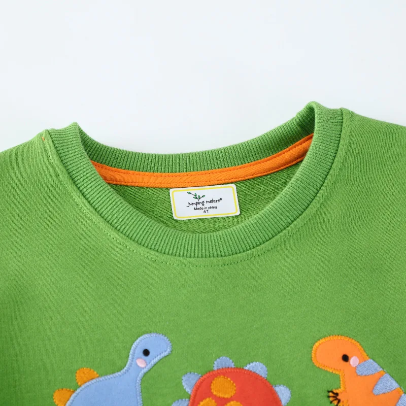 

2025Children's Autumn Long Sleeve Boys' Dinosaur Crew Neck Sweatshirt New Knitted Cotton Terry Children's Clothing Tops Wholesal