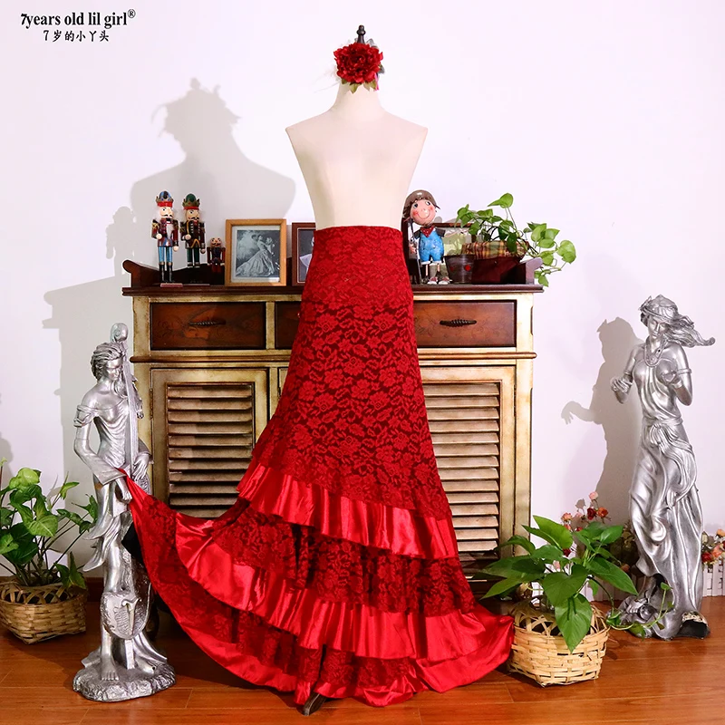Traje de Flamenco español vestido de actuación mujer chica Gyspy salón de baile Festival actuación danza Wea DTT34
