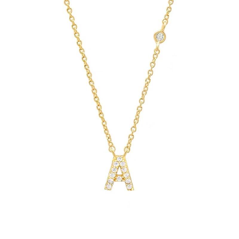 

26 Letters Pave A B C D E F G Shine Necklaces Collier For Women Man Necklace For Girls 925 Silver Chains Choker Original Jewelry