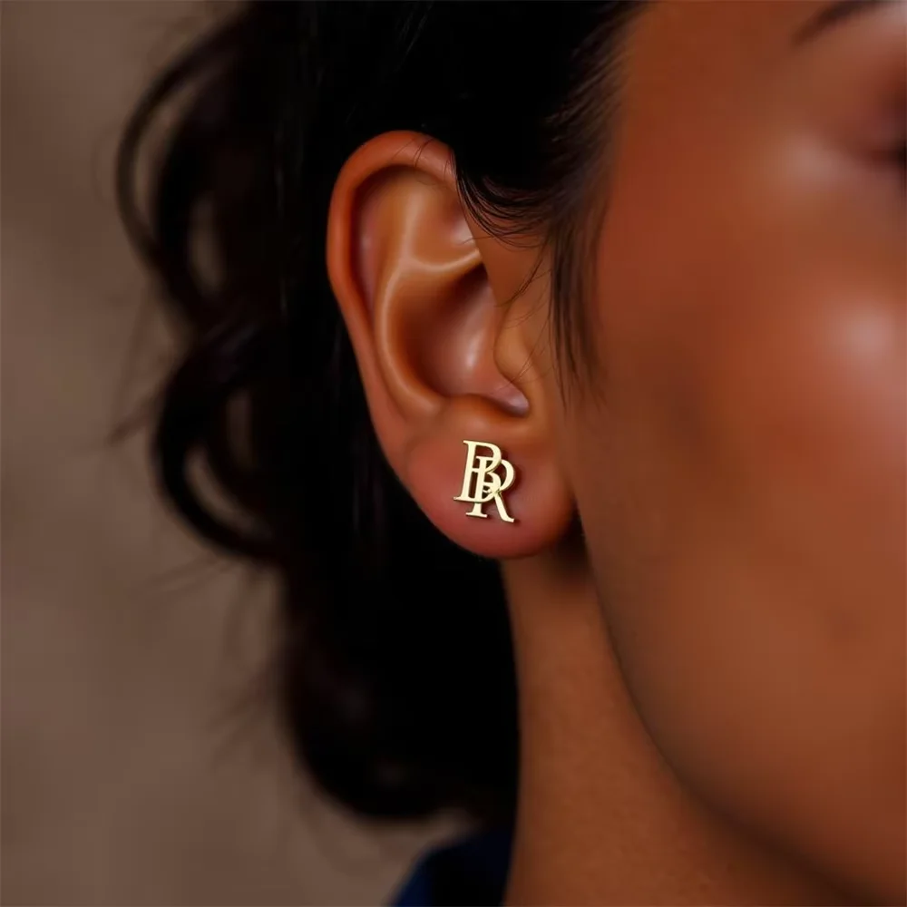 1 Pair Custom Intertwined Letter Earrings For Women Personalized Monogram Initial Stud Earring Trendy Stainless Steel Jewelry