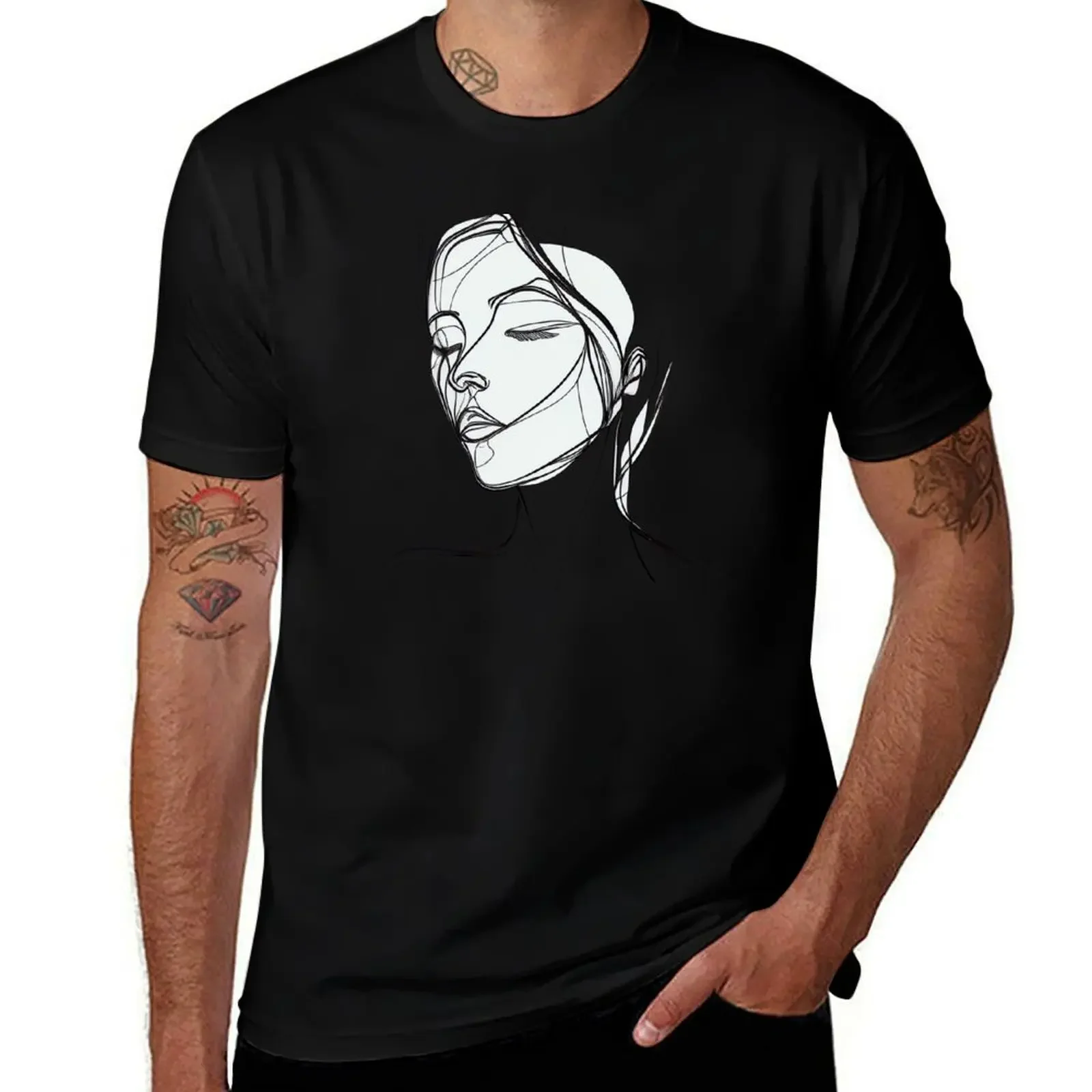 Minimalist Women Face line art T-Shirt quick-drying plain cheap stuff funny shirt cotton fruit of the loom mens t shirts