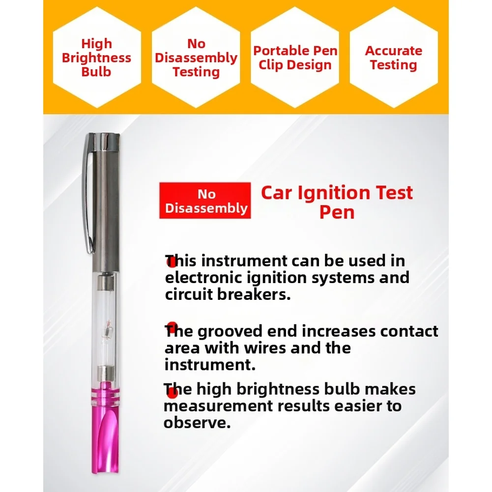 1pc Car Ignition Test Tool High Voltage Spark Component Tester For 6-24V Electronic Ignition Auto Engine Power Tools Accessories