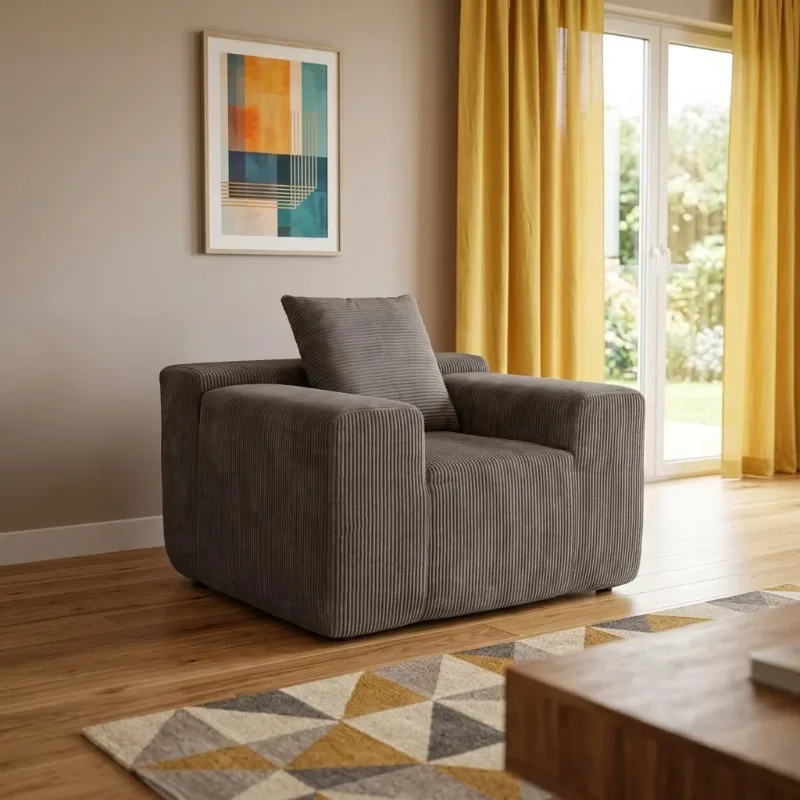 Modern Compressed Square Sectional Sofa Set Luxury Fabric with Durable Design for Living Room Boneless Couch