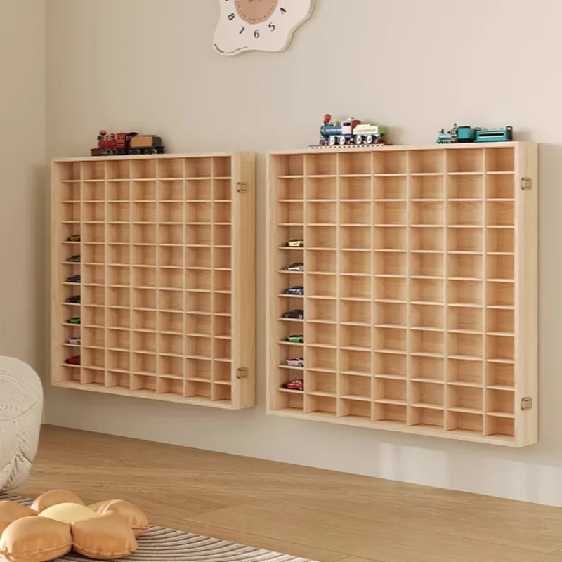 

Wall-Mounted Model Car Display Cabinet Solid Wood Multi-Tier Organizer for Die-Cast Cars Vintage Matchbox Collection Storage
