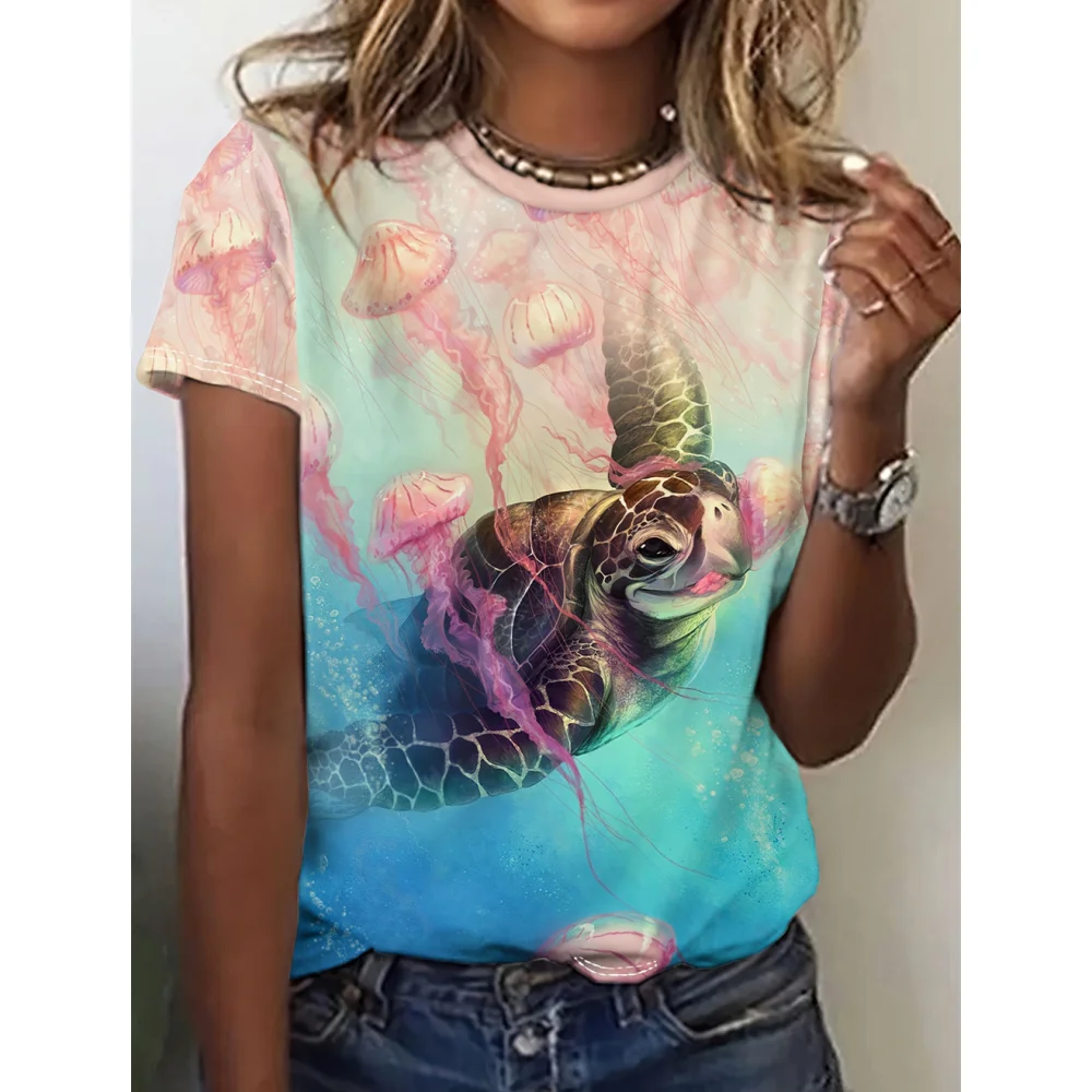 Camiseta feminina engraçado animal impressão 3d camiseta personagens bonito animal casual manga curta topo de grandes dimensões roupas femininas tempeфта