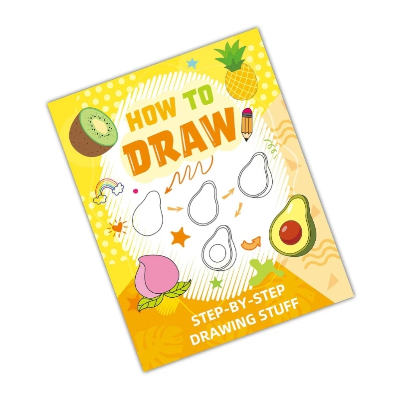 K1AA 漫画の動物のテーマの塗り絵 ステップバイステップの描画ブック ストレス解消 マインドフルネスと創造的な探検用