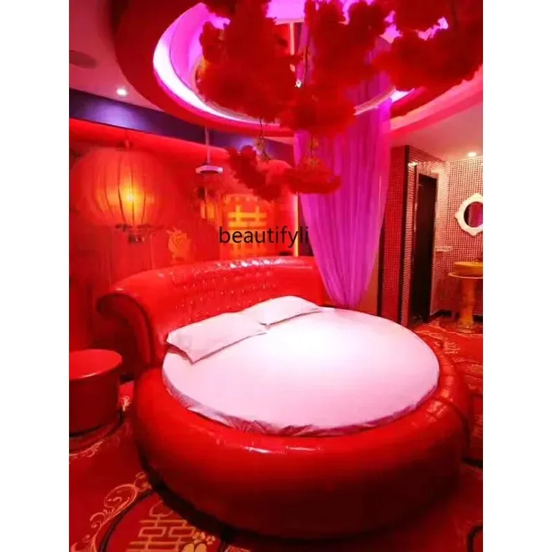 Furniture Hotel Electric Bed Theme Hotel round Bed Luxury Modern Couple Water Bed