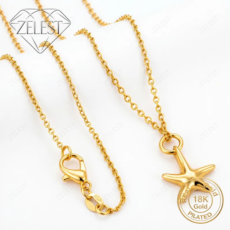 18K Gold Plated 16-30 Inch Exquisite Starfish Pendant Necklace Women's Charming Fashion Wedding Gift Accessory