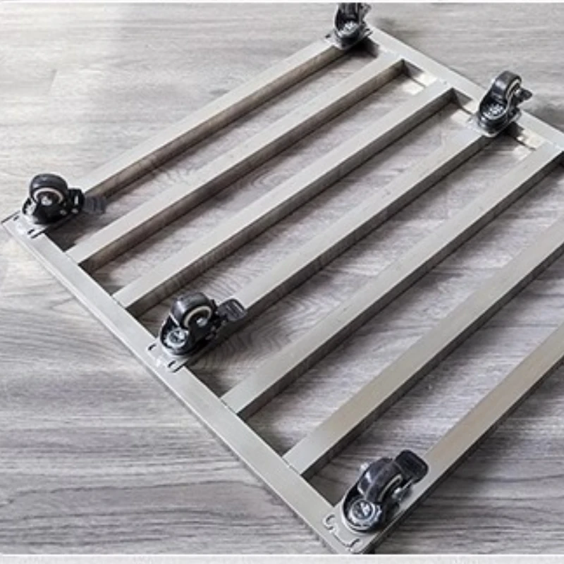 Heavy Duty Stainless Steel Mobile Storage Rack Square Rolling Tray Universal Washing Machine Bracket Thickened Metal Plant Base