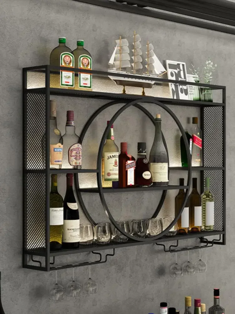 Simple wine rack Storage rack wine cabinet Wall mounted Storage iron display rack Baijiu