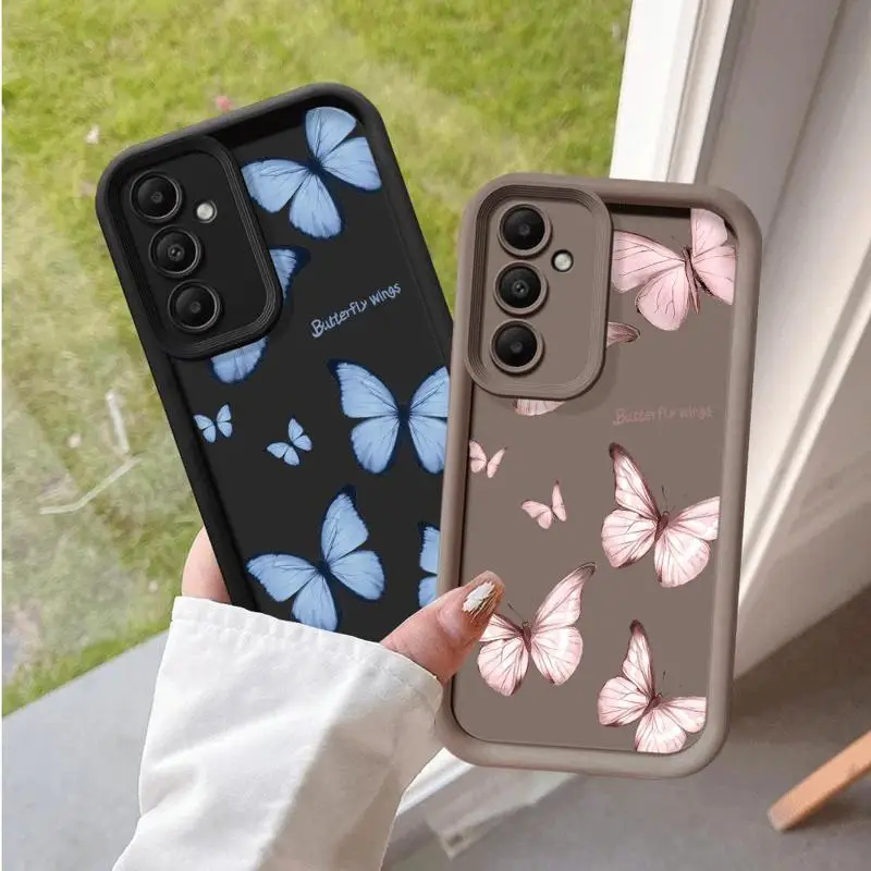 Red Blue Butterfly Phone Case for Samsung Galaxy A20 A71 A03 A50 A04e A51 A30 A10s A31 A04s A05s A21s A04 A20s Soft Cover