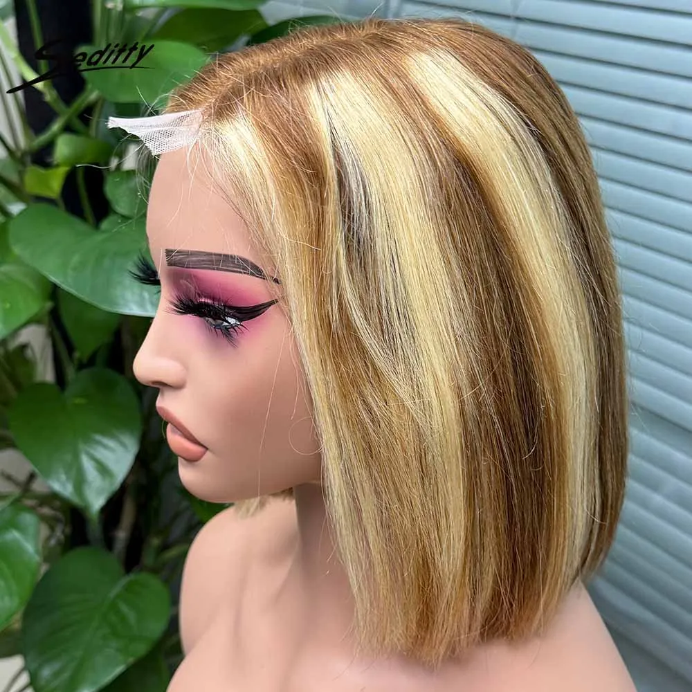 

250% Density 2X6 Transparent Lace Closure Human Hair Wig Highlight Color Double Straight Human Hair Wig For Black Women