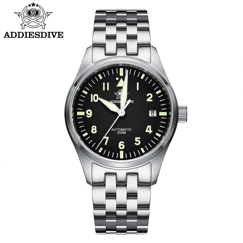ADDIESDIVE Herren Retro Automatische Mechanische Uhr 39mm Saphir 200m Wasserdicht C3 Super Leuchtend Japanisches Uhrwerk Edelstahluhr AD2519