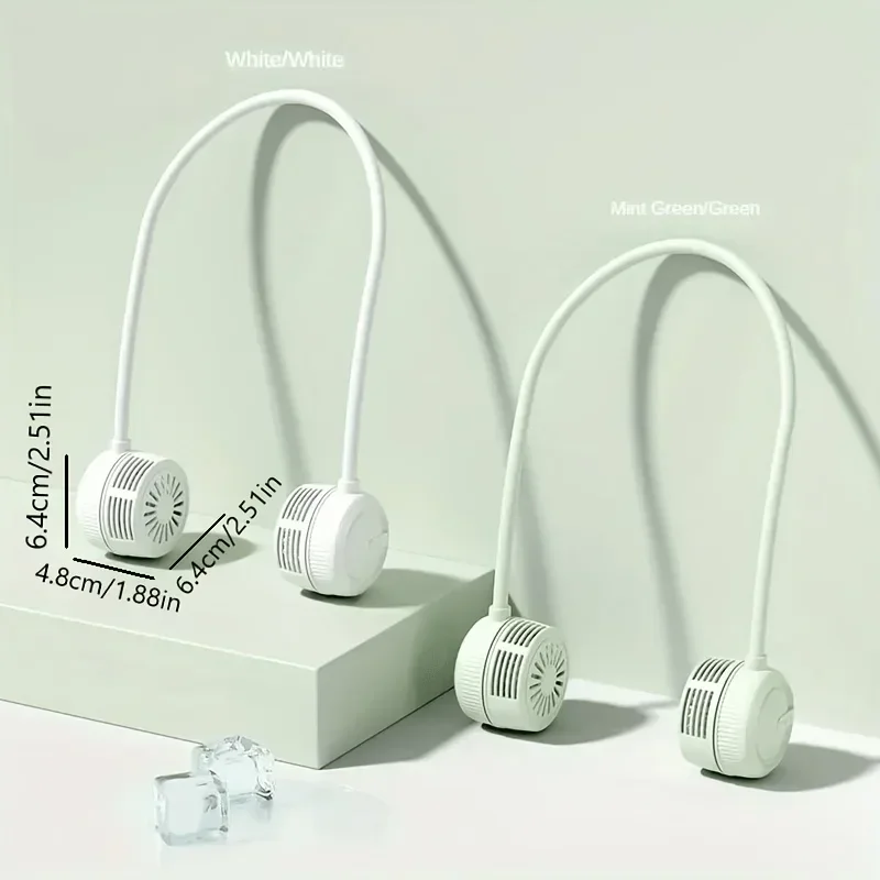 تصميم يمكن ارتداؤه بدون استخدام اليدين، مروحة رقبة محمولة بشحن USB مع تبديد قوي للحرارة، مناسبة للاستخدام الداخلي والخارجي