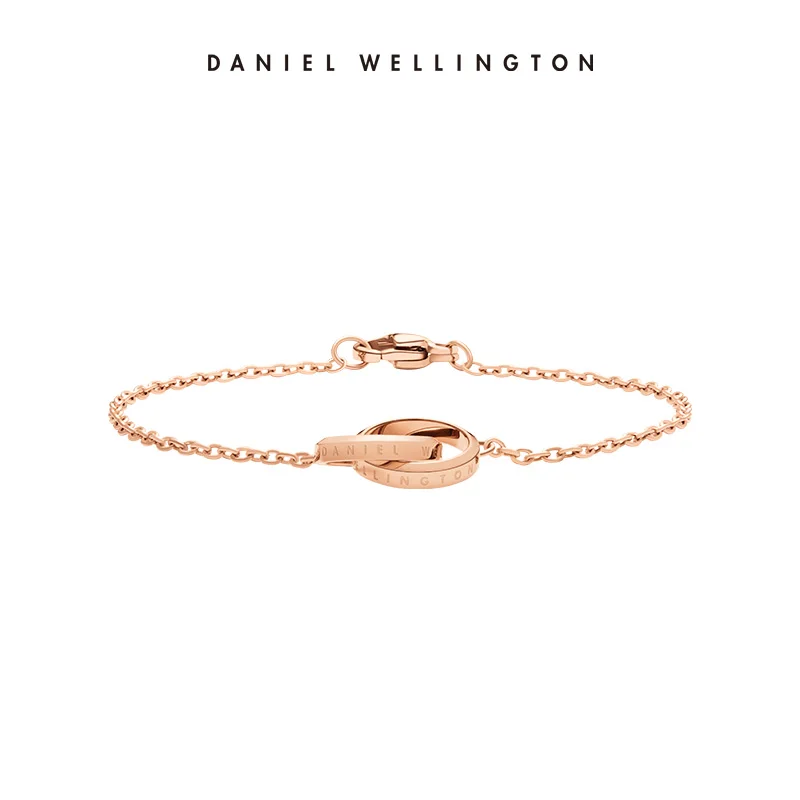 Bracelet Daniel Wellington Elan Unity, classique, en acier inoxydable, anneaux entrelacés, bracelet pour femmes, argent, or rose, bijoux, cadeau