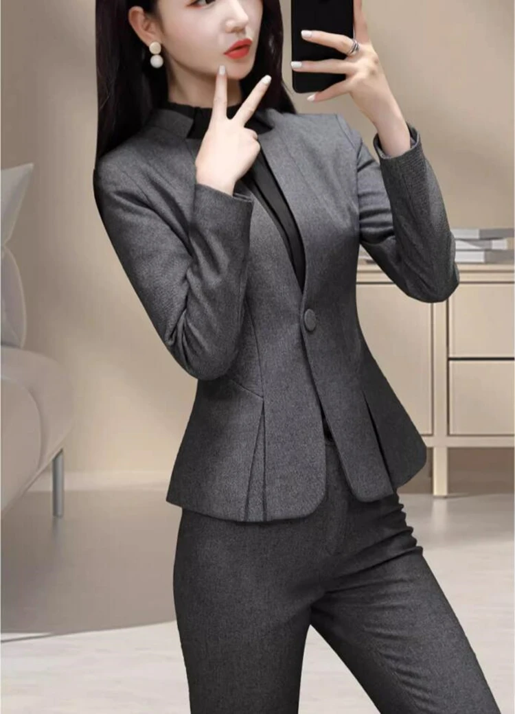 new spring autumn office lady Fashion casual plus size brand female women girls shirt coat pants sets suits clothing