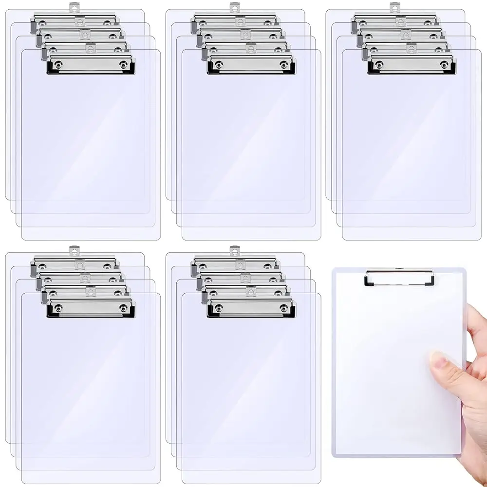 

20 Pcs Mini Clipboard Small Clear Plastic Clipboard with Low Profile Clip for Small Notepads(4 x 6 Inch)