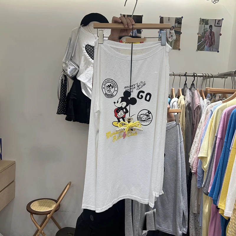 رقيقة ضوء منظور واقية من الشمس تحت طويلة الأكمام تي شيرت المرأة الصيف خارج الكتف المتوسطة وطويلة فضفاضة تنوعا تي شيرت