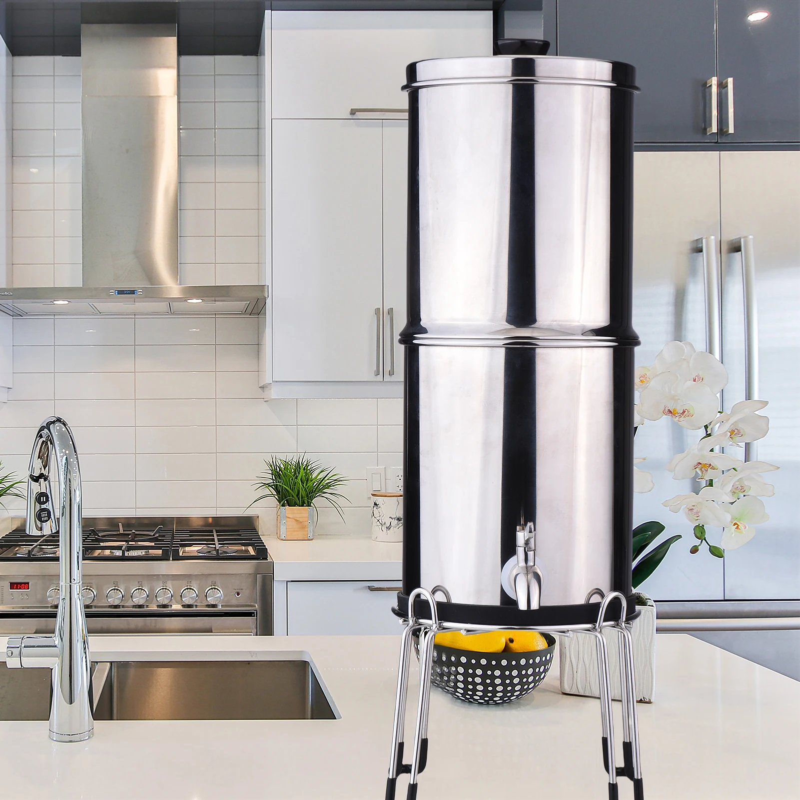 1 جالون نظام تصفية المياه نظام تصفية المياه 1 جالون الفولاذ المقاوم للصدأ كونترتوب نظام مع مرشحات نظام تصفية المياه عدة