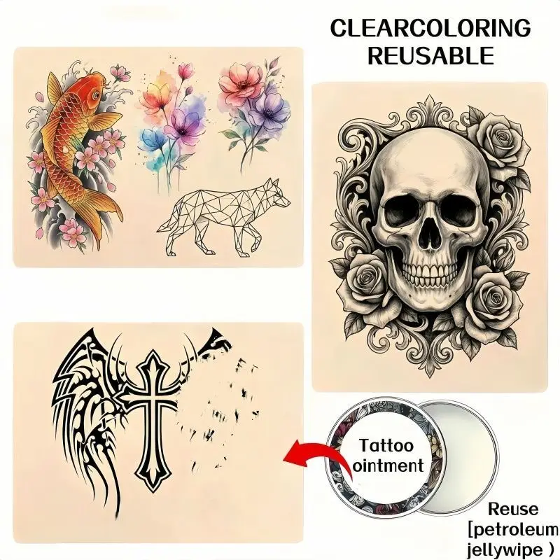 3/5/10/15Pcs POSEIDON Tattoo Practice Skin Silicone Double Fake Tattoo Skin Hot Tattoo Beginner Practice Synthetic Leather