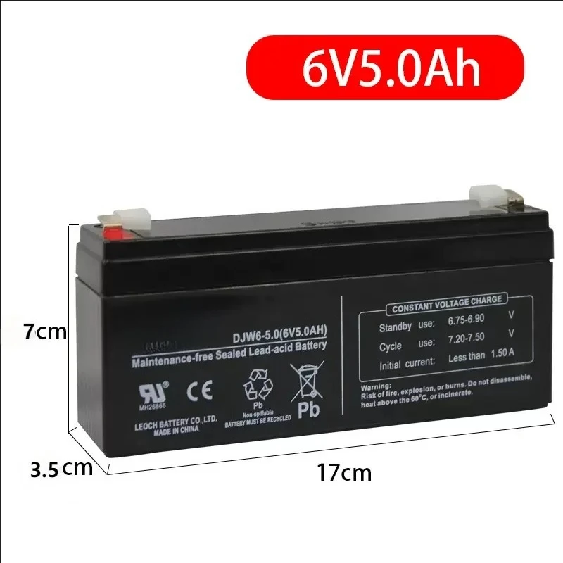 

6V5AH DJW6-5 DJW6-5.0 Battery Rechargeable lead-acid Accumulator for Children Toy Car Electronic Scale Elongated