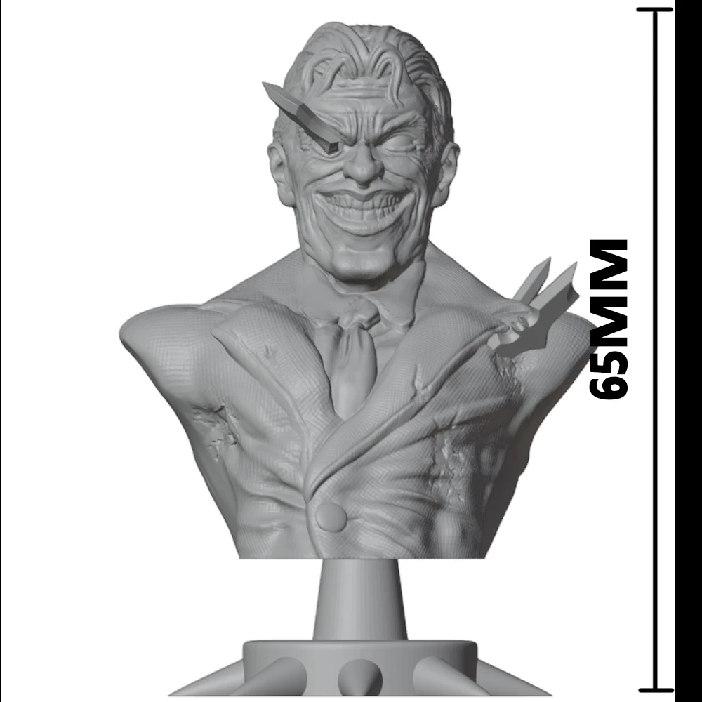 65mm Joker Bust Holder Grey Resin Figurine Toy Unpainted GK Doll Unassembled 3D Print Miniature Reduction Statue Toys