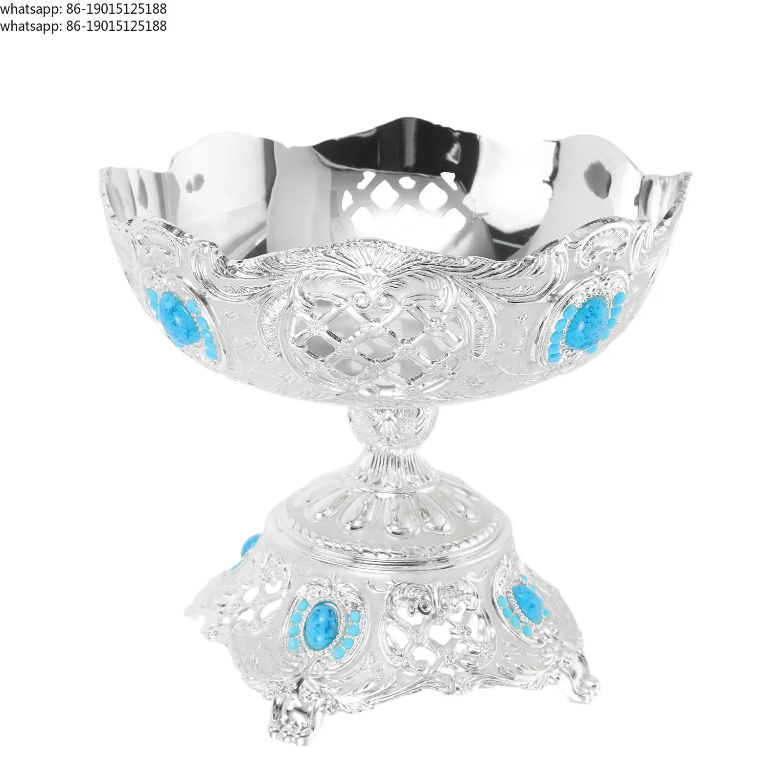 

European retro zinc alloy fruit machine, hollow feet, decorative shelf for table fruits, candies, and small pies