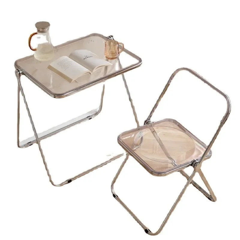 Acrylic Transparent Crystal Folding Chair INS Simple Style Furniture Furniture Balcony Coffee Chair Suite Bold Transparent Chair