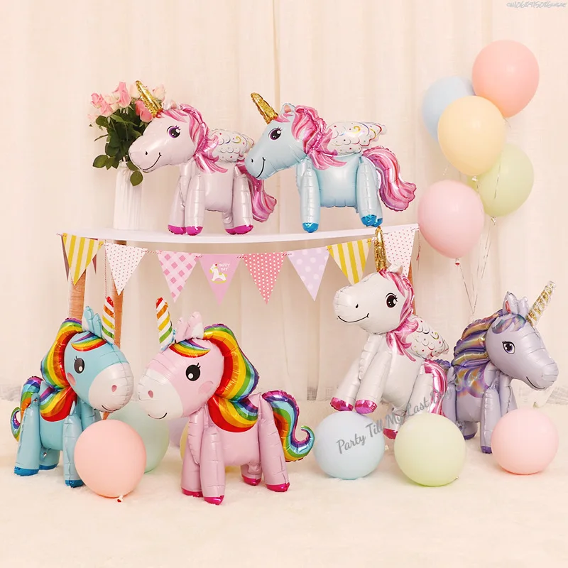 Unicorn Theme Birthday Balloons Party Decoration Rainbow Foil Number Balloon Birthday Party Decor Kids Gift Baby Shower Globos