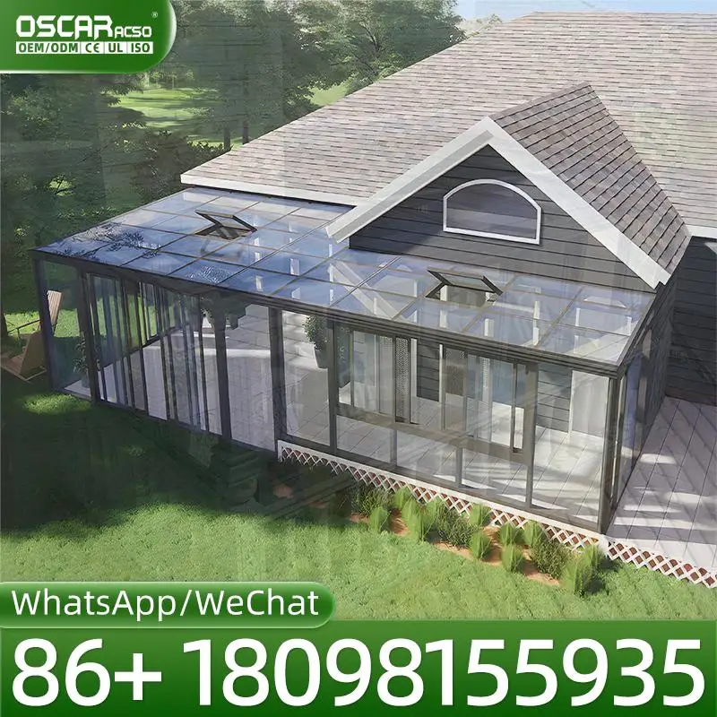 6x12ft Ventilated Sliding Door Aluminum Greenhouse Glass Sunspace for Backyard Garden Patio sunroom