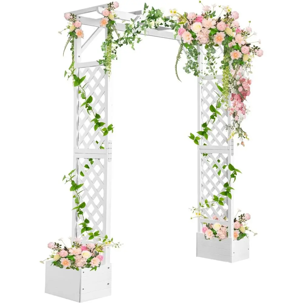 

Garden Arbor with Planter, Wedding Arch for Ceremony, Wood Garden Arbour Trellis for Plant Climbing, Pergola for Garden Backyard