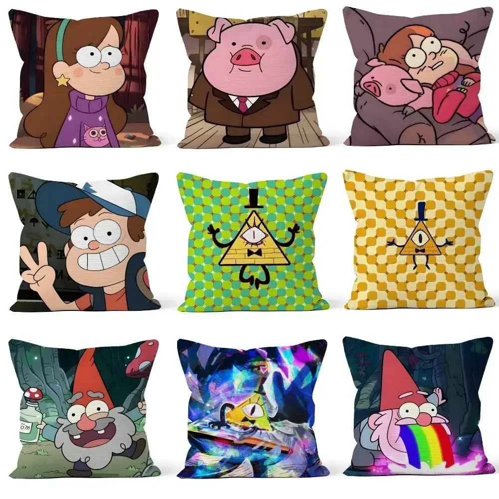 Cartoon Gravity Falls Bill Cipher Dipper Cushion Cover Throw Pillow Soft Short Plush Cozy Colorfast For Sofa Bedroom Home Decor