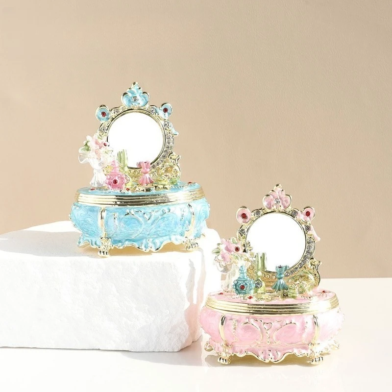 Enamel Crafts Princess Dresser Jewelry Box with Small Lenses Jewelry Storage Box Birthday Gift