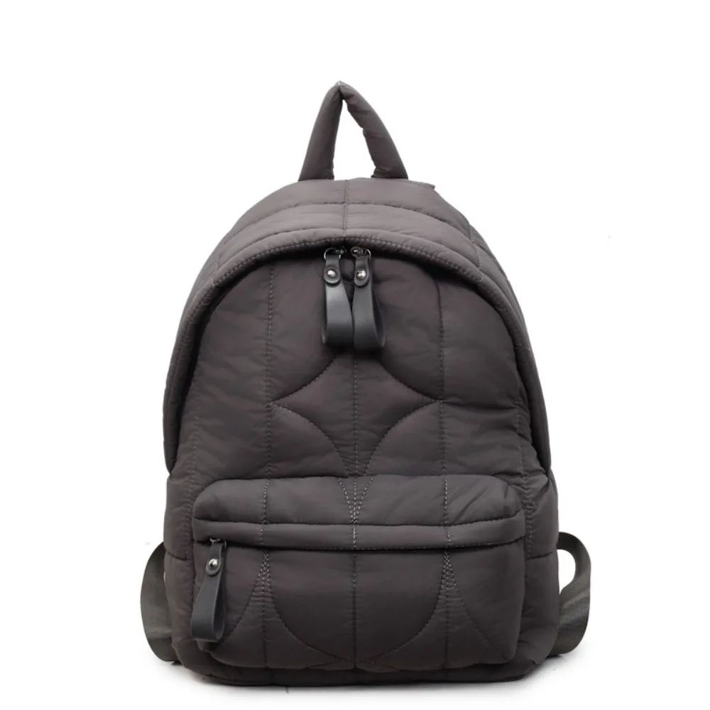 

Elegant Solid Color Padded Coat Backpack Nylon Pleated Space Cotton Shoulder Bag Cloud Large Capacity Student Schoolbag Travel