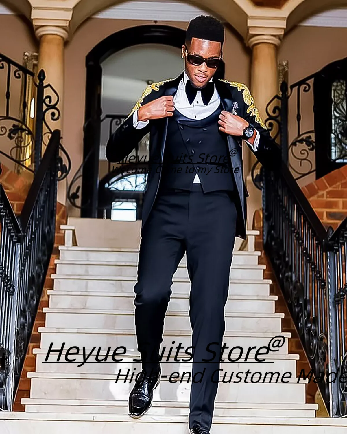 Luxuly White Men Suits Customized Shiny Bead embroidery Groom Wedding Tuxedos 2Pieces Sets Male Prom Blazers Elegant Ropa Hombre