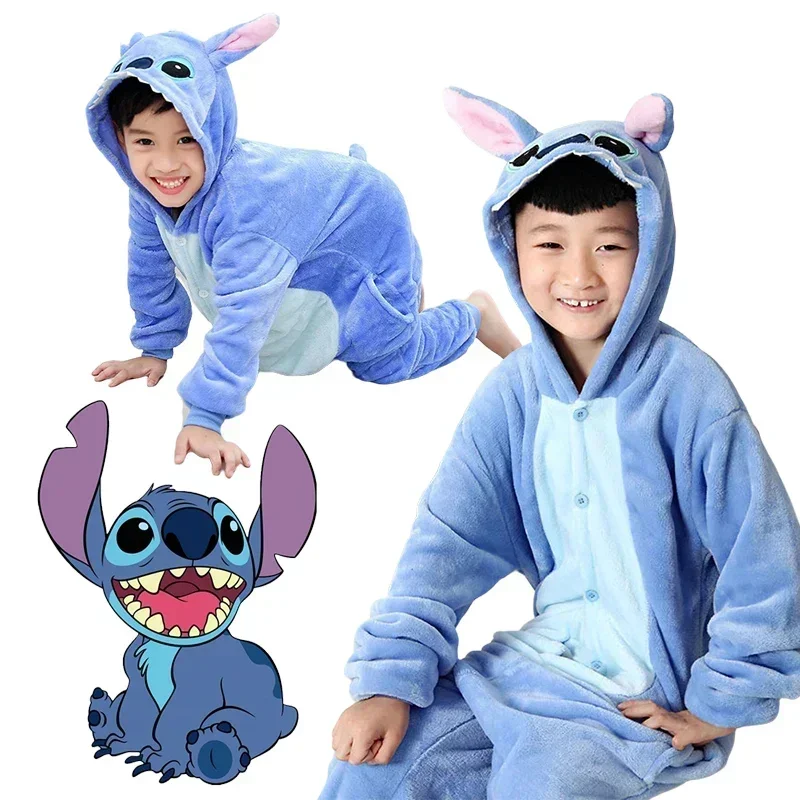 New 2025 Cosaim Kids Lilo Stitch Blue Jumpsuit Pajamas Costume Soft Carnival Cosplay for Girl Boy wat160
