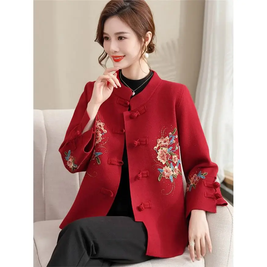 

Модный праздничный топ для женщин среднего возраста, женская свадебная блузка из шелкового материала с V-образным вырезом и 3D-эффектом, сохраняющая тепло