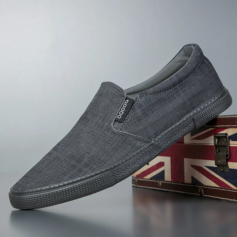 New casual versatile trend men's plaid texture canvas shoes
