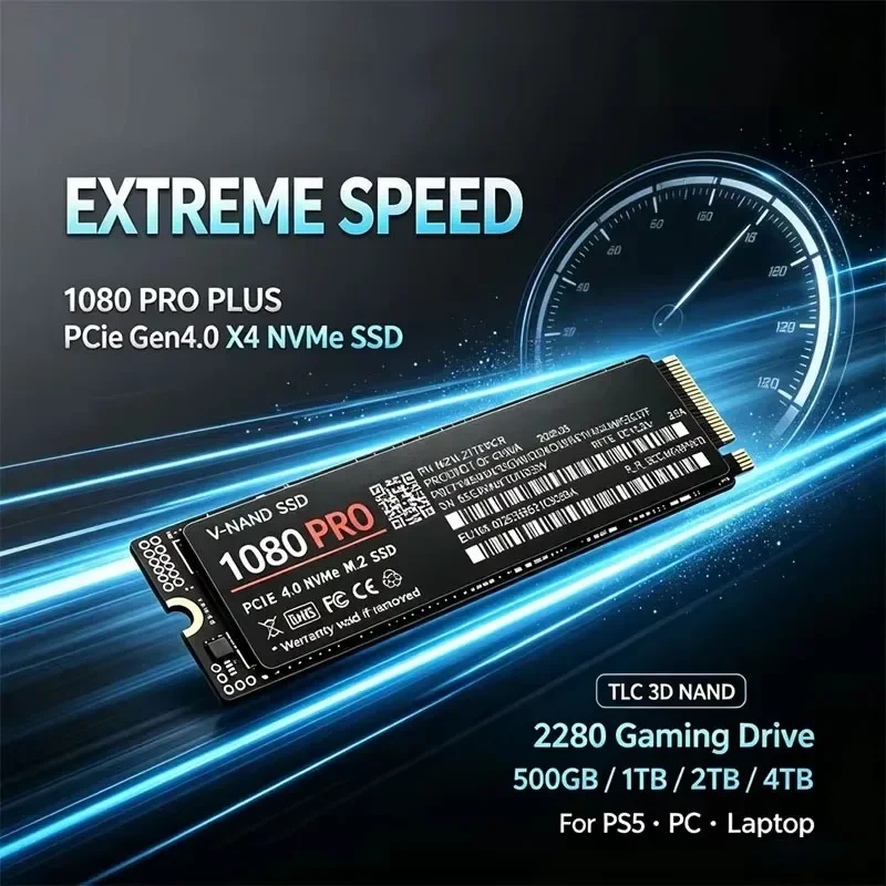 2026 Internal M.2 NVMe SSD 1080 PRO PCIe Gen4.0 X4 TLC 3D NAND 500GB 1TB 2TB 4TB 2280 Gaming Drive For PS5 PC Laptop