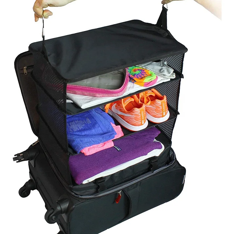 Triple Hanging Travel Organizer Multi-functional Folding Clothes Travel Organizer Bag Outdoor Camping Hanging Bag