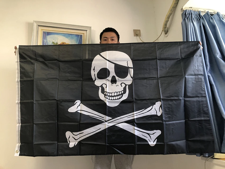 90*150cm Skull Pirate Flag Red Bandana Bones Double Knife SkullThree Knives Pirate Cross Skull Fork Love Drinking Pirate Flag