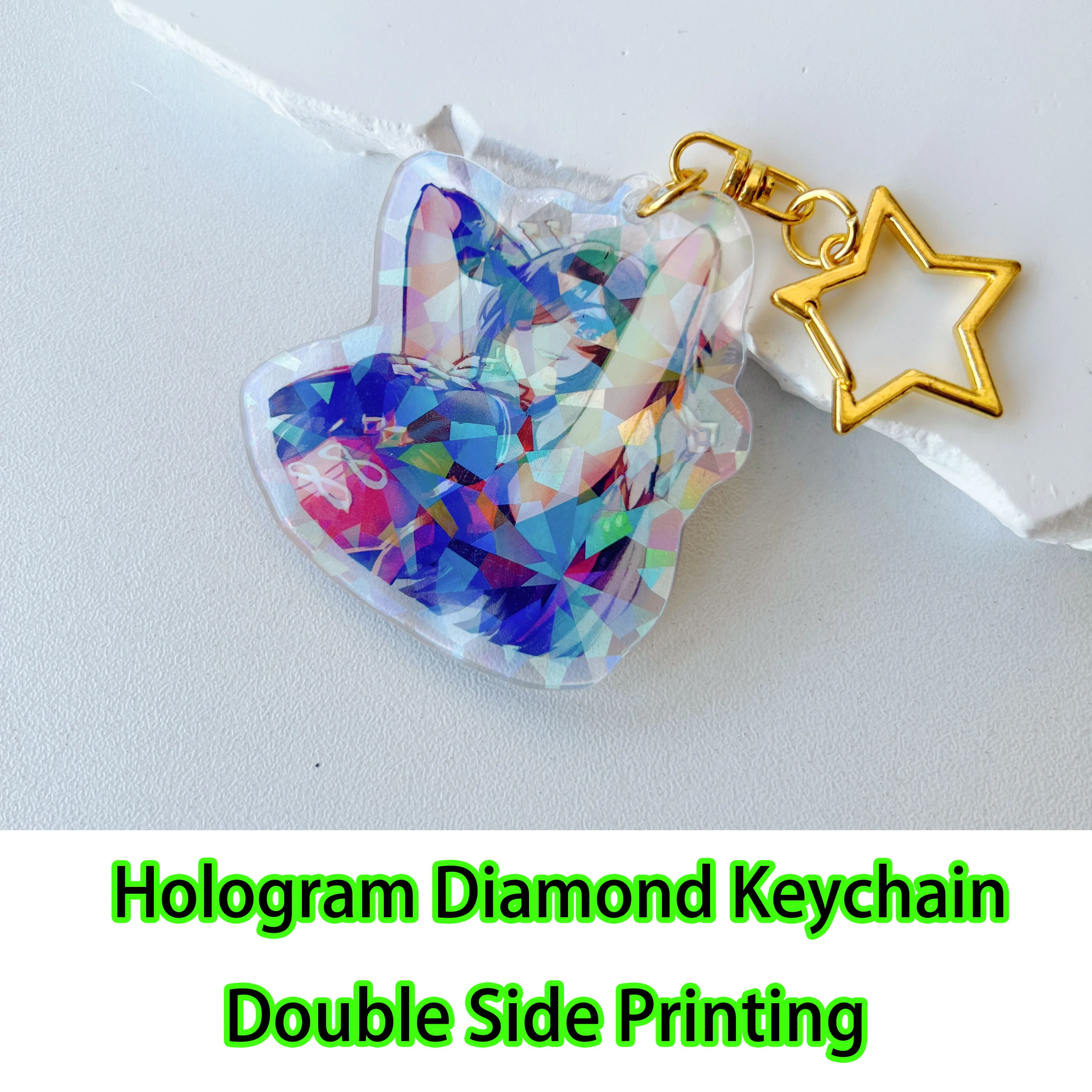 Benutzerdefiniertes Logo Acryl Schlüsselanhänger Katze Hund ID Charm Druck holographisches persönliches Foto Haustier Souvenir Geburtstagsgeschenk Tag Name Schlüsselanhänger