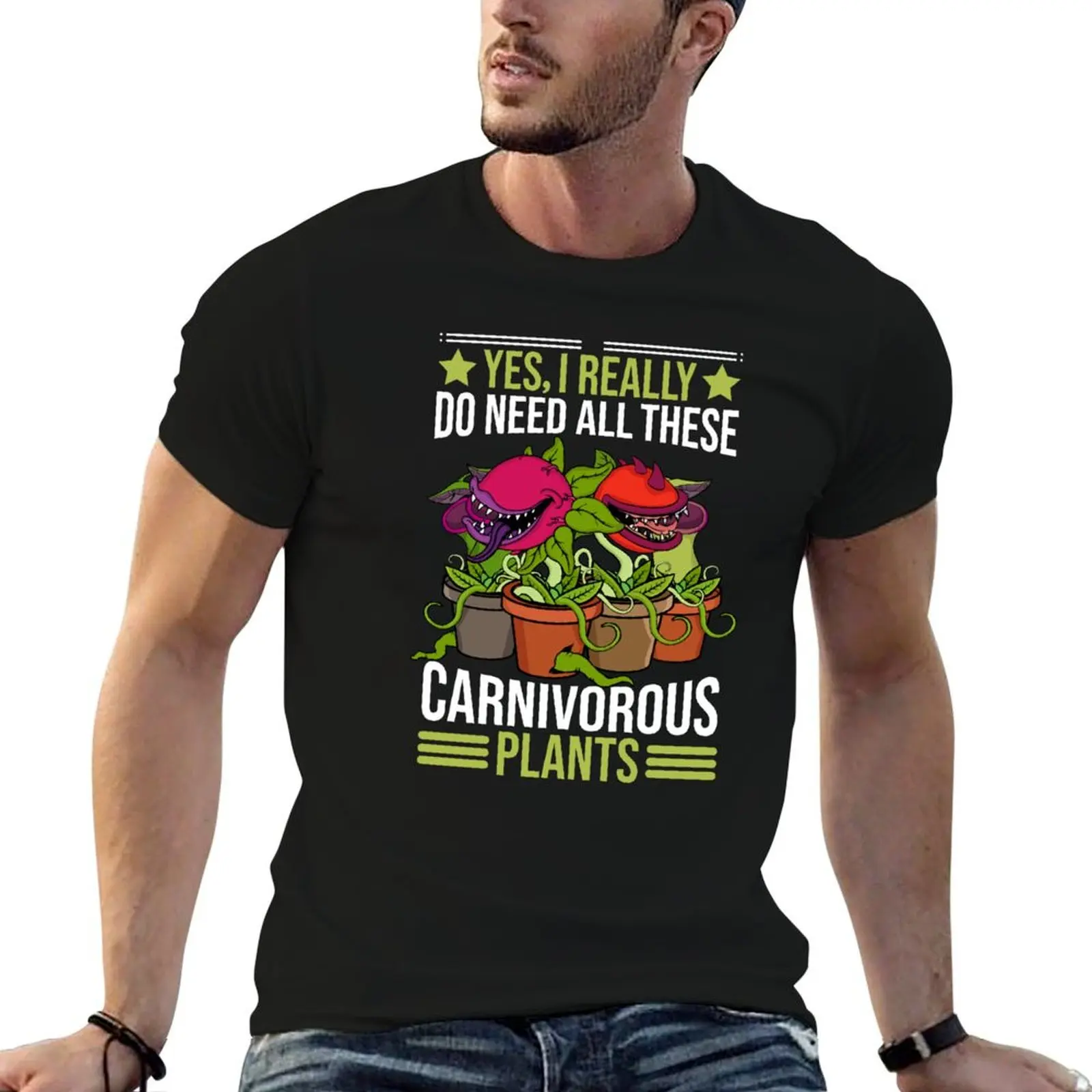 Camiseta con estampado de plantas carnívoras para hombre, camiseta de Sarracenia Venus Fly Trap, camiseta de algodón de alta calidad, camiseta informal para hombre