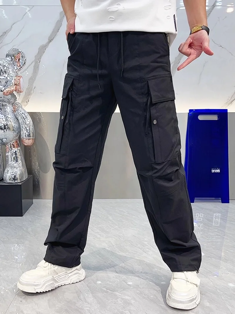 

Comfortable Casual Men's Dstring Workwear Pants Autumn 2025 Faion Urban Sle Polyester Fiber Straight Leg Trousers
